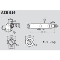 Junkers Bosch AZB 916 vod.odtah spalin 60/100  L=395-615mm