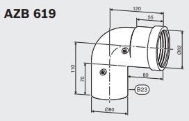 Junkers Bosch AZB 619 koleno 80mm 90st