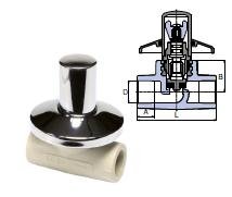 PPR Podomietkový ventil priamy s kov.krytkou DN20 PPR