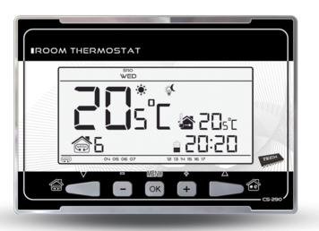 TECH 61 Termostat EU-290 V3 izbový regulátor, 2 - stav, stále podsvietenie